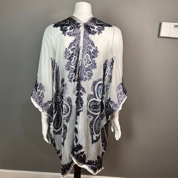 Chico's burnout velvet Kimono sheer purple boho whimsical fairy Grunge One Size - Picture 3 of 8
